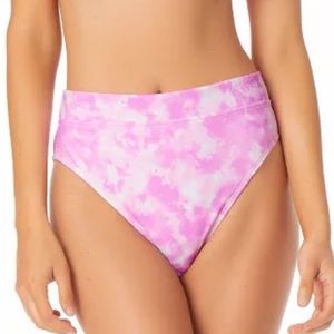 California Waves Tie-Dye High Waist‎ Bikini Bottom Pink L NWOT